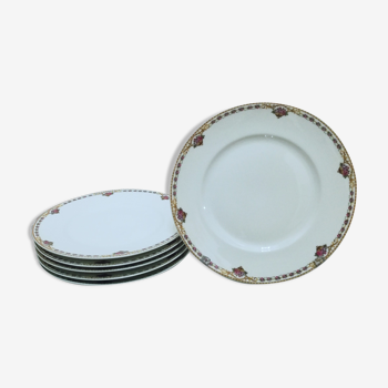 Set of 6 flat plates in Earthenware Bernardaud Limoges