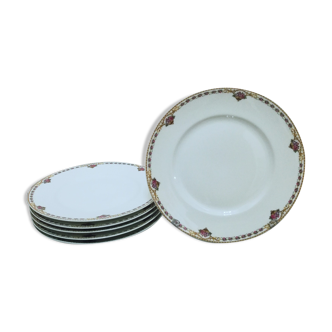 Lot de 6 assiettes plates en faïence bernardaud limoges