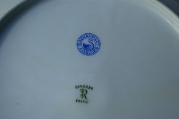 6 Assiettes plates en Porcelaine de Limoges Raynaud Jumièges Vieux Rouen D24,5cm