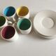 Service cups salt coffee end of late 1960s white double colors