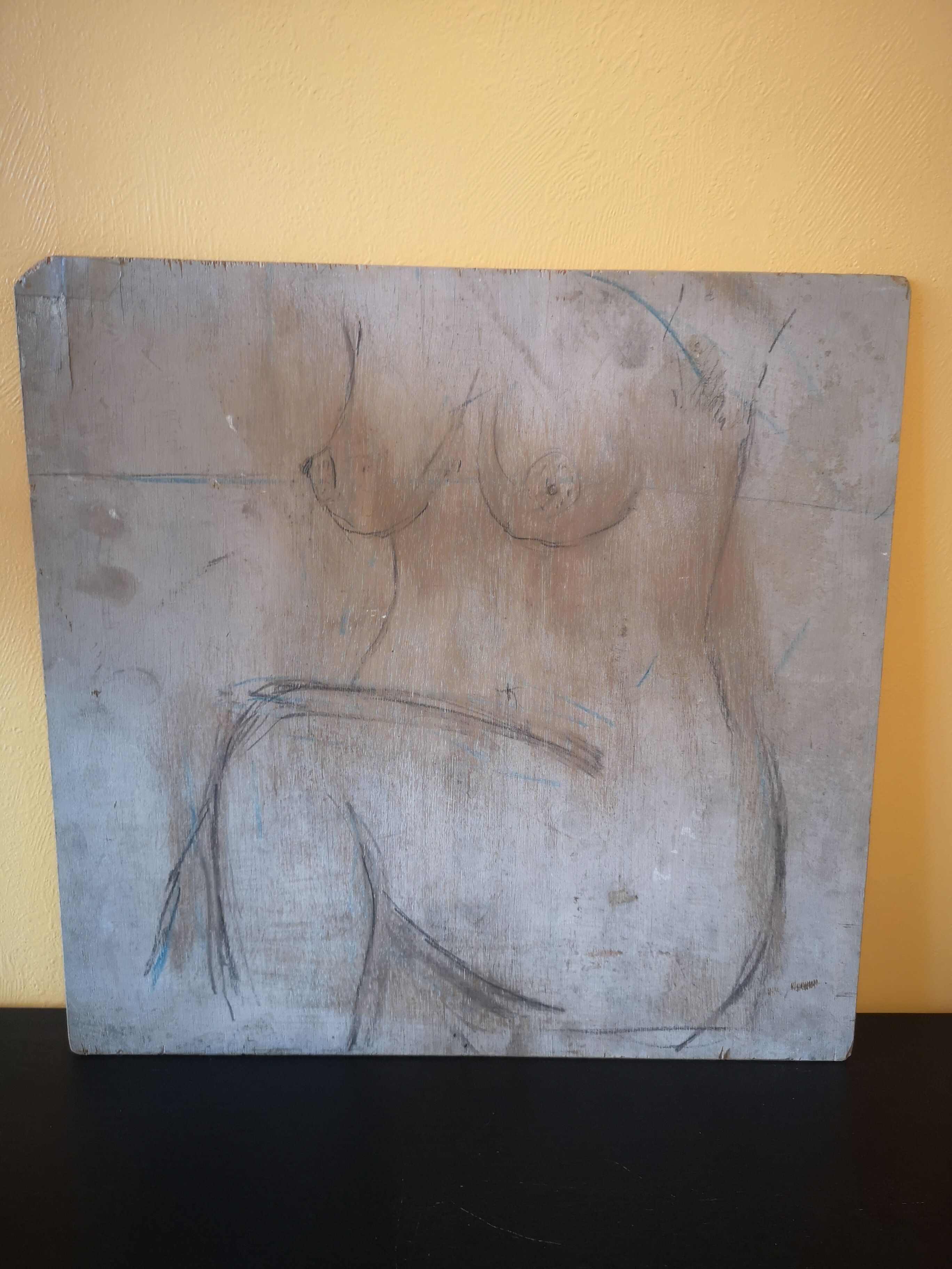 Painting on wood female nude