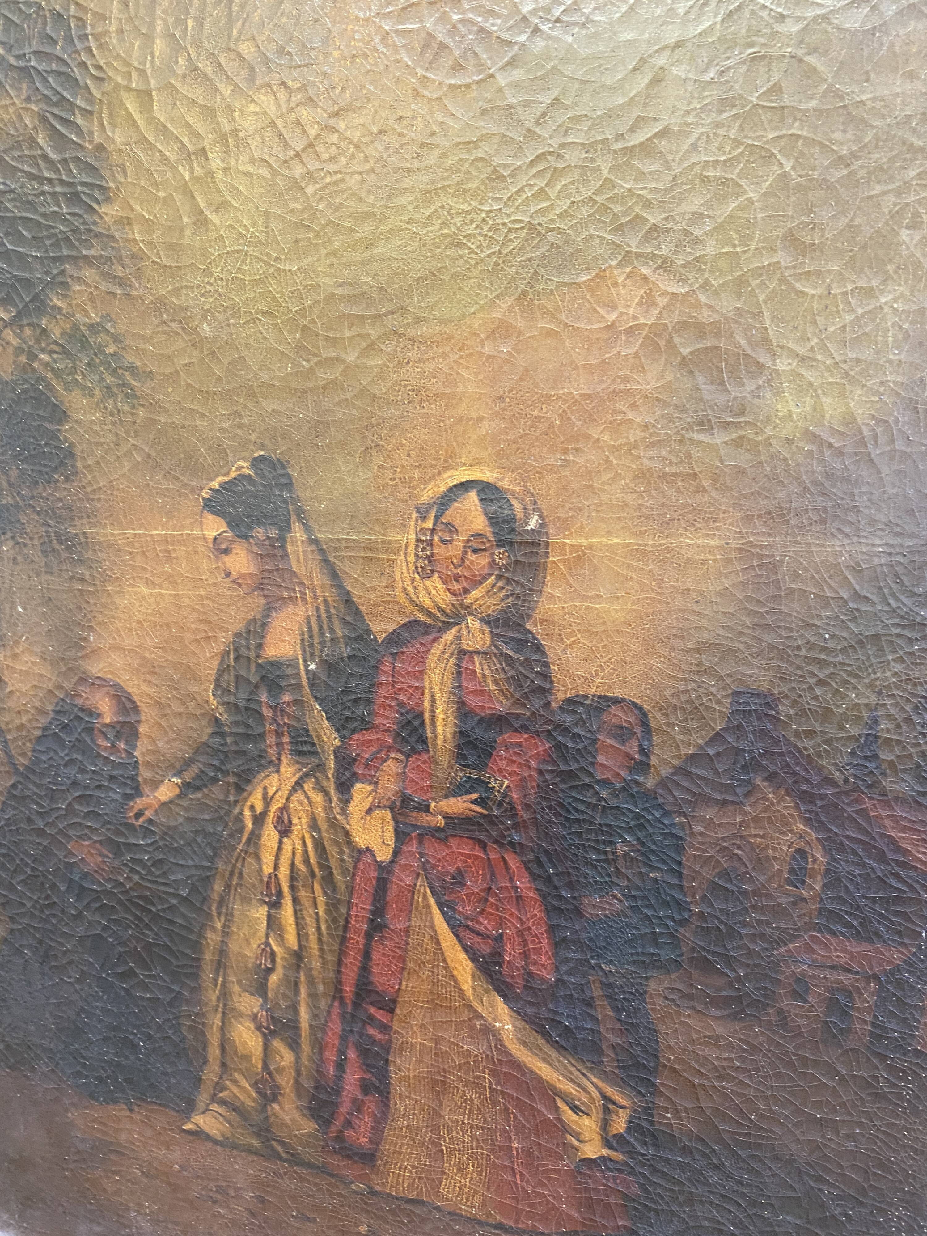 19th century trumeau - Romantic scene - 77cm x 160cm