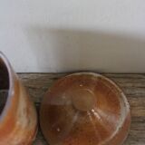 Vintage stoneware vase pot with lid
