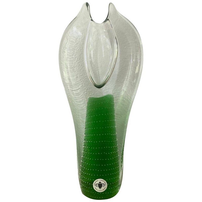Czech Art Glass Vase, Centerpiece by Pavel Juda for Beranek Glass, 1985