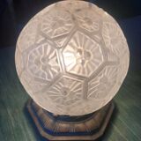 Charles Ranc art deco lamp, bedside lamp, nickel-plated bronze and glass globe