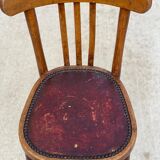 Bentwood bistro chair upholstered in burgundy leather