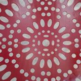 Square wall lamp in red wood and rice paper, prod. Steelline 1980
