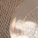 Art Deco hexagonal plate in pressed rose-orange glass, 27cm