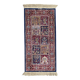 Tapis Turc mécanique vintage à décor de caissons sur fond rouge et bleu marine 139 x 68 cm