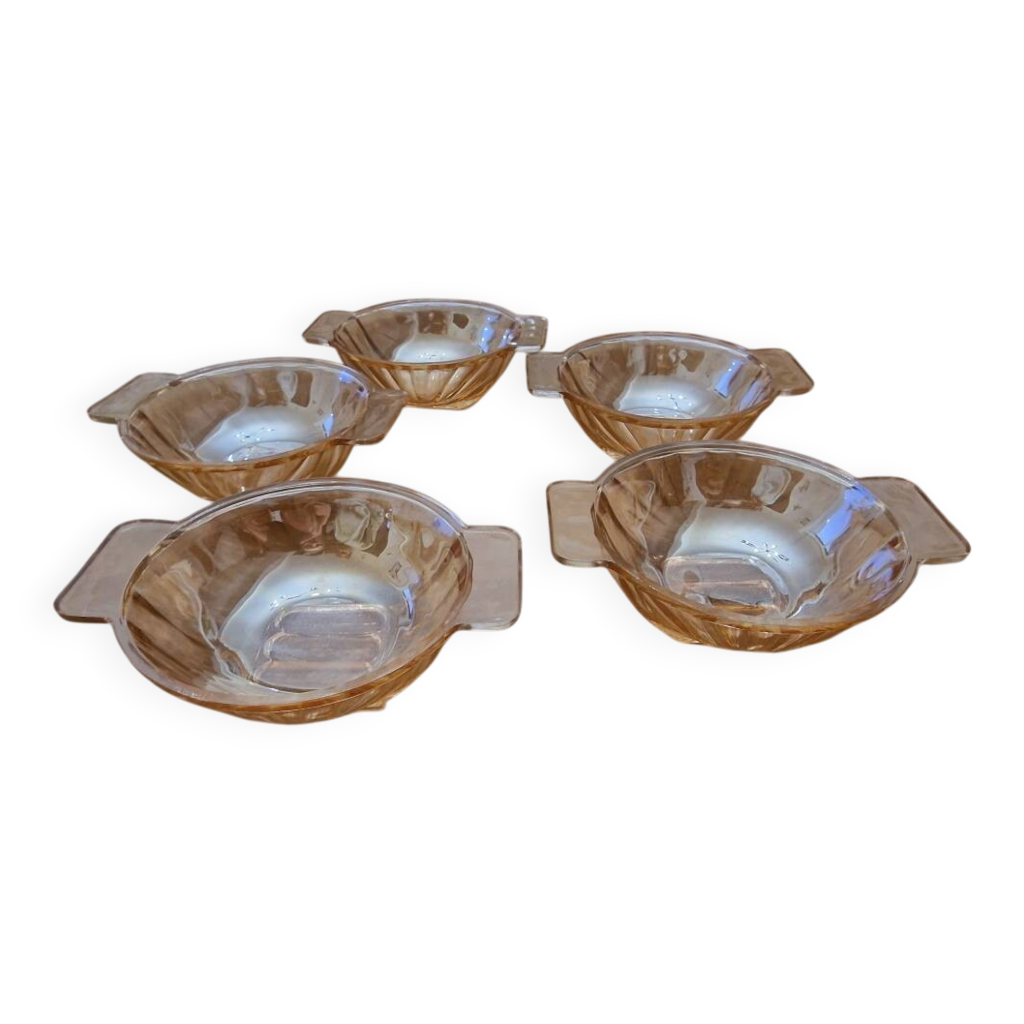 Huilor green cross glass bowls from the 1960s (sale x 5)