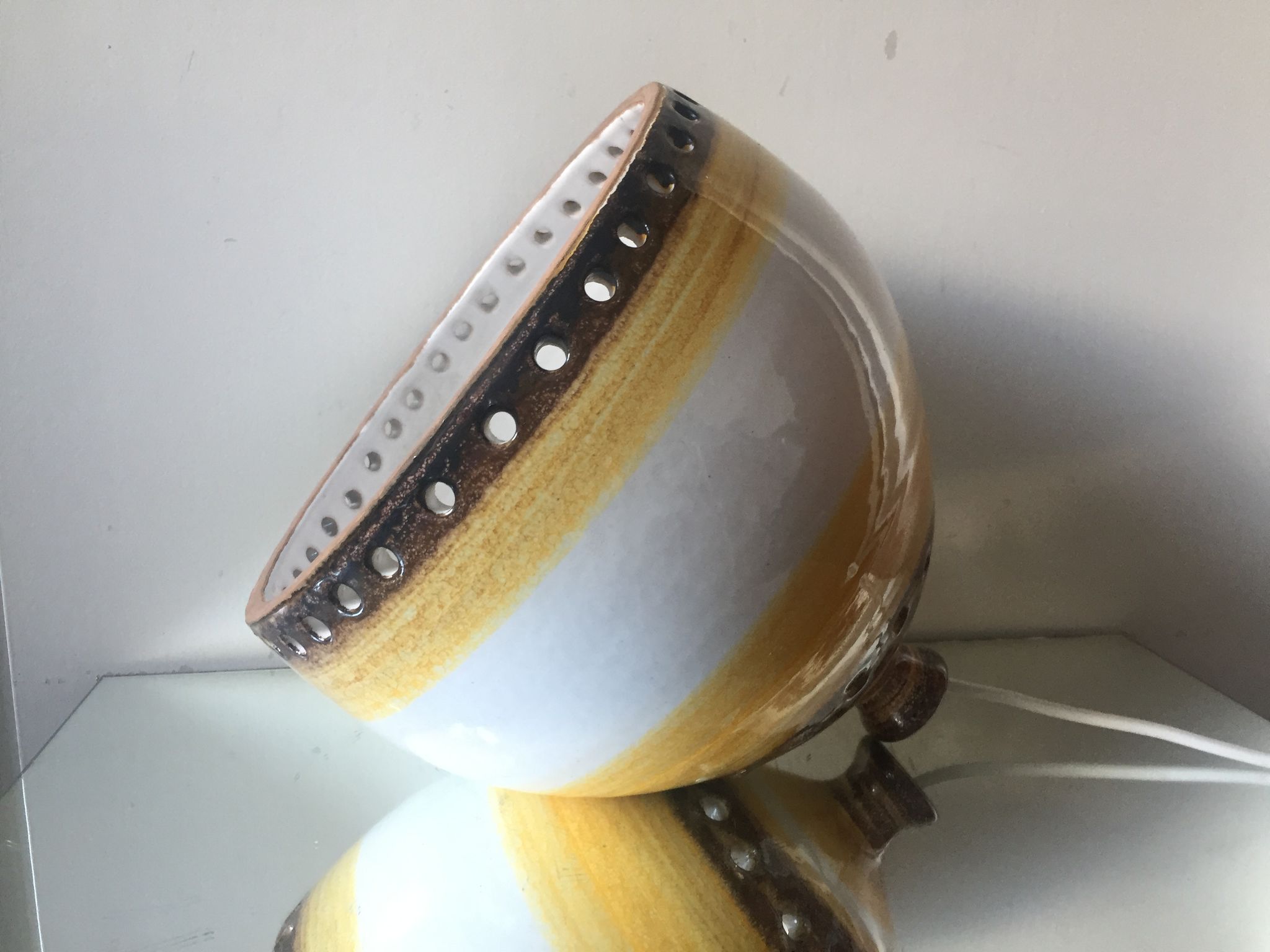 Danish 1960s Glazed Stoneware Pendant Lamp