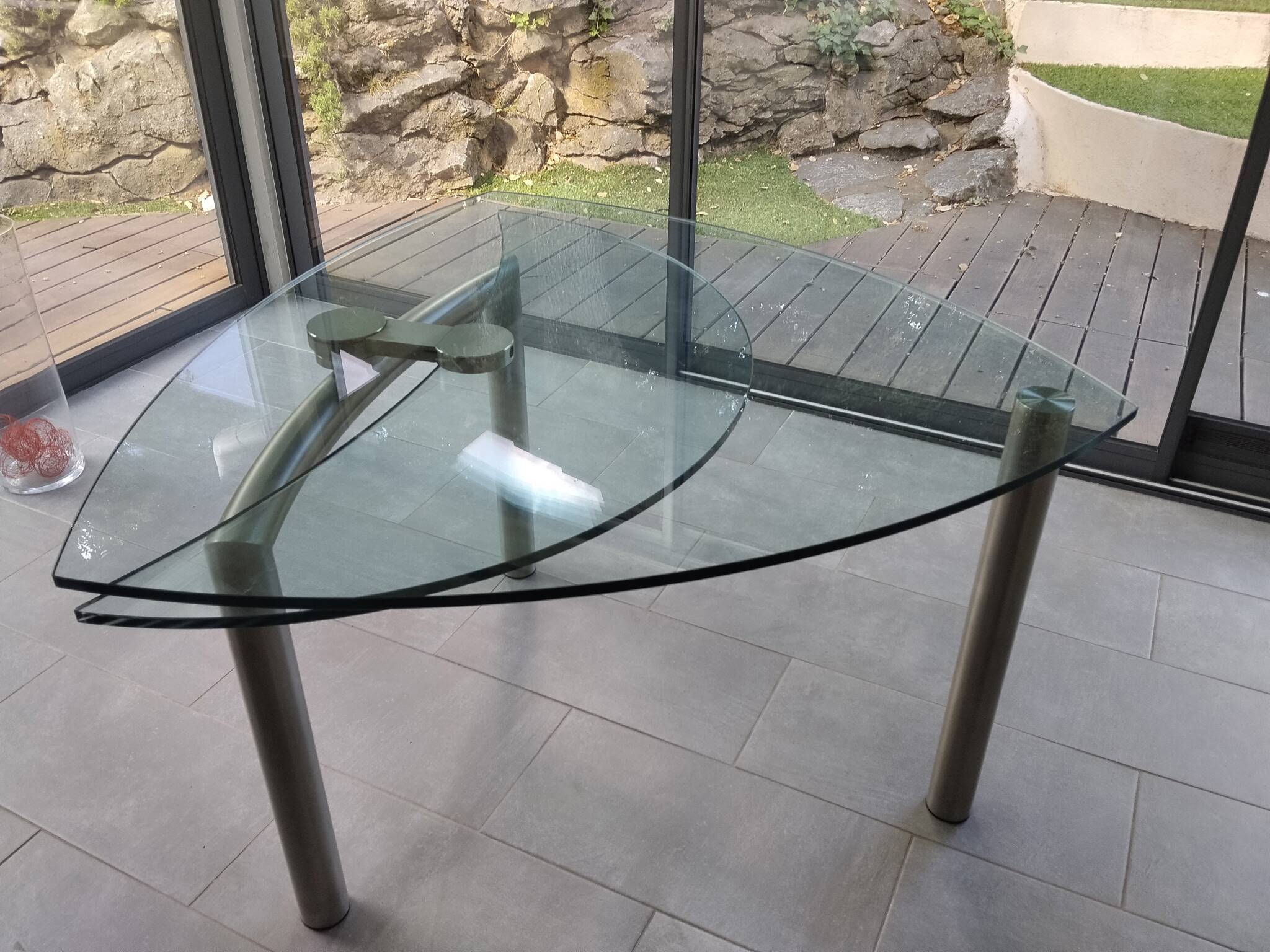 Extendable glass table for 6/8 people Policheto Hoccia