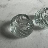 Set of two beautiful glass candle holders