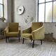 Paire de chauffeuses fauteuils vintage velours jaune