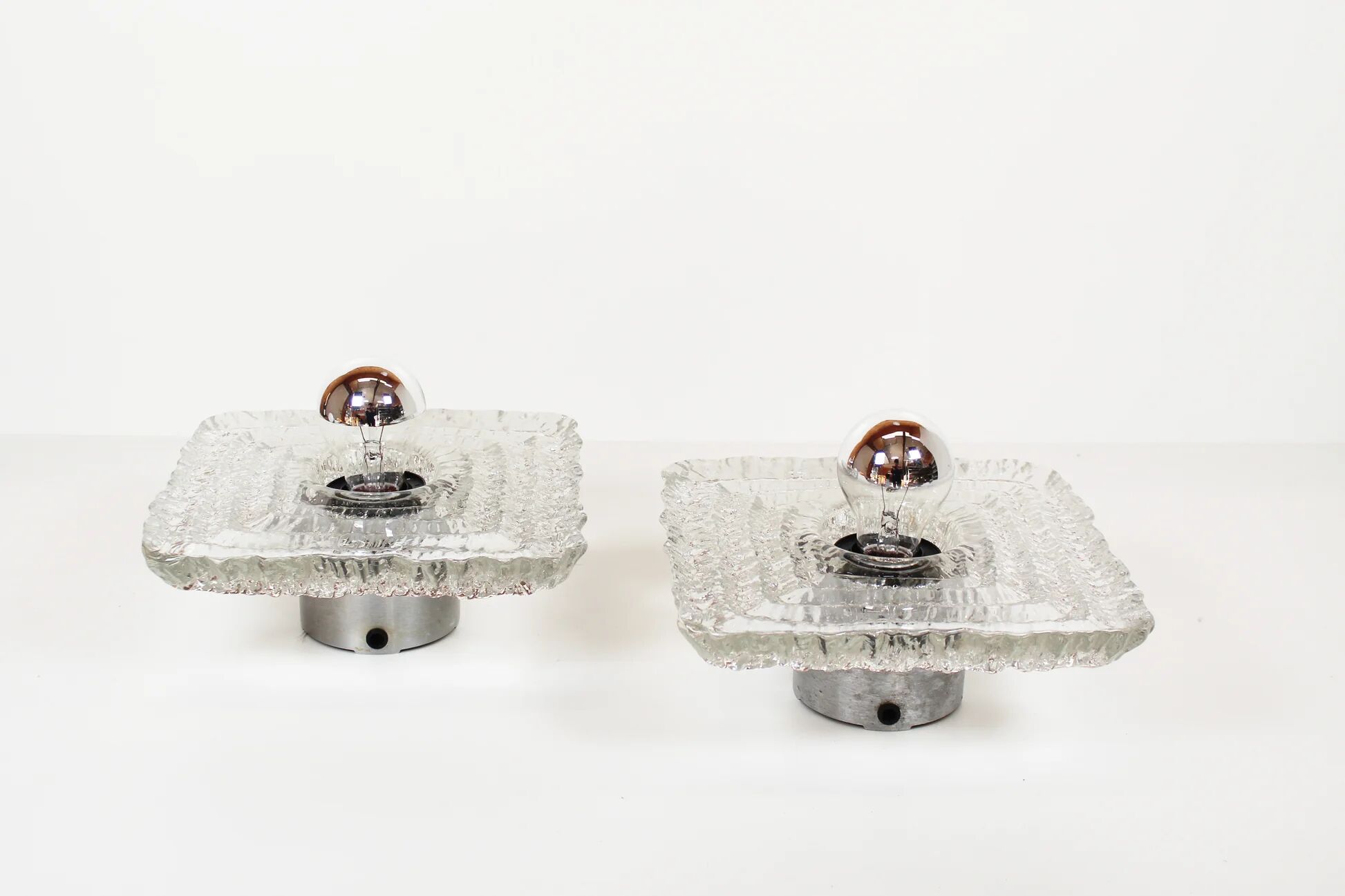 Set of 'ice glass' wall lamps by Peill & Putzler