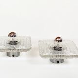 Set of 'ice glass' wall lamps by Peill & Putzler