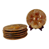 Set of 6 oyster plates in barbotine style by Secla, Portugal