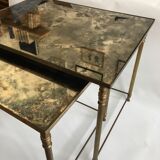 Brass and glass mirrored nesting tables