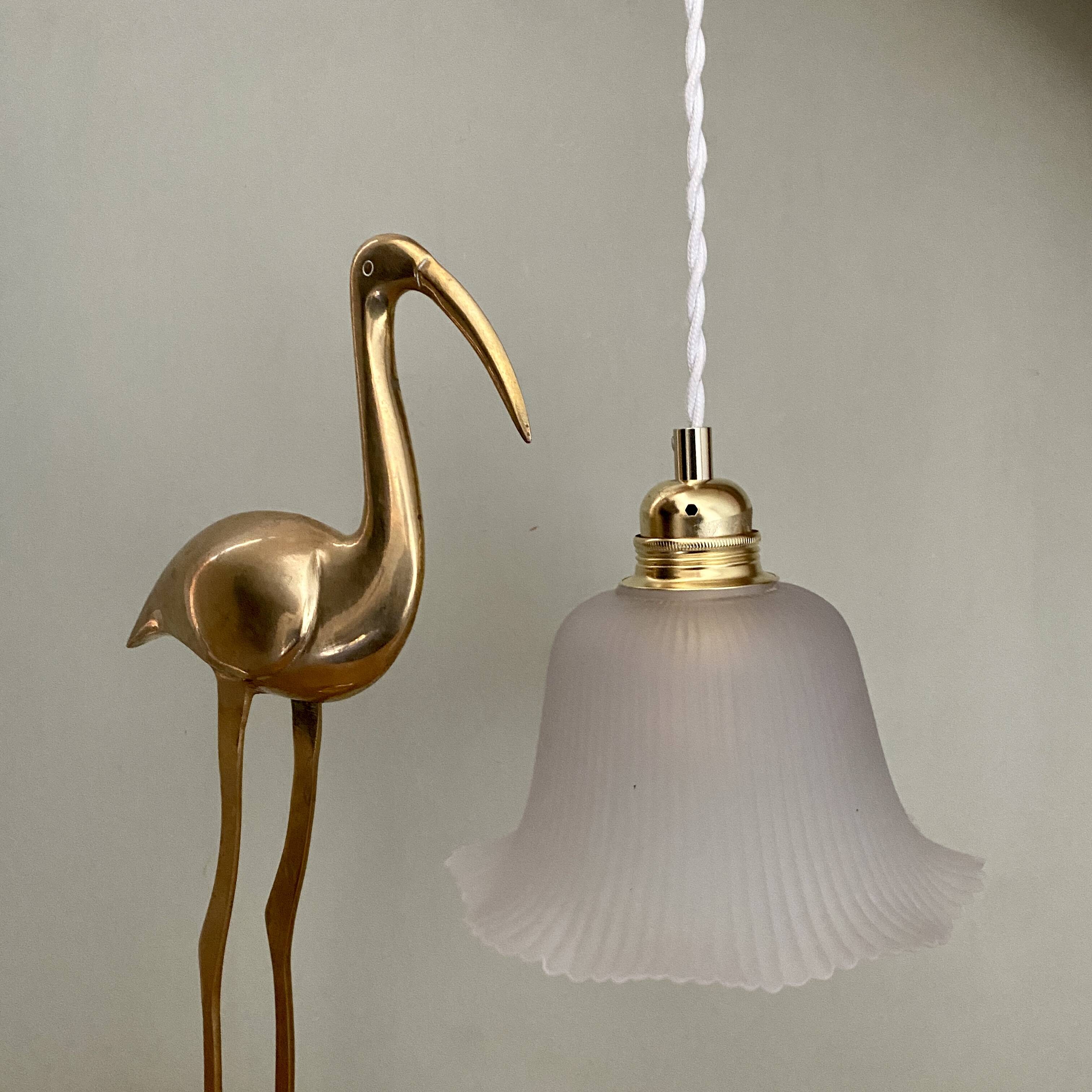 Vintage frosted glass lampshade pendant light