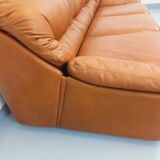 Vintage cognac camel leather canapé from the 1970s.