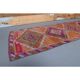 1970s Turkish Handmade Orange Diamond Wool Runner Rug 87x325