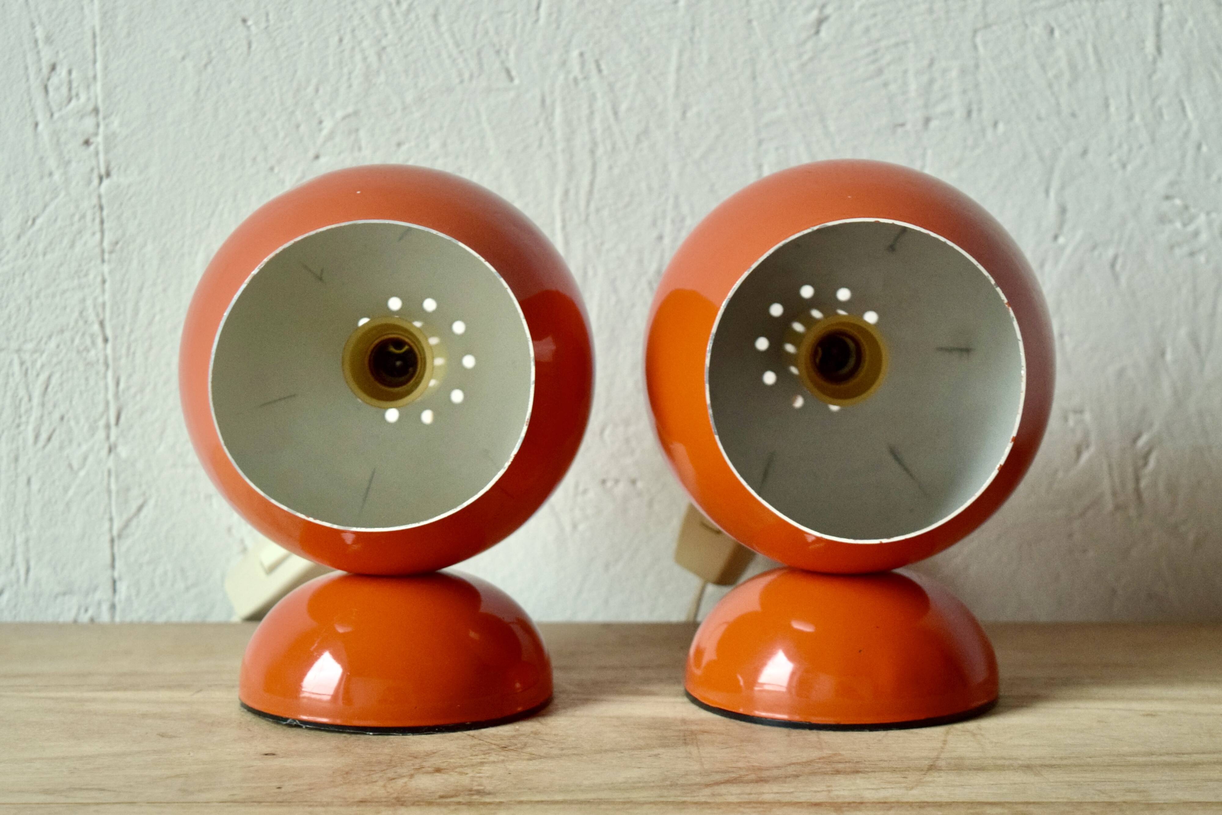 Pair of vintage falca lamps - ball lamps - space age design - made in italy