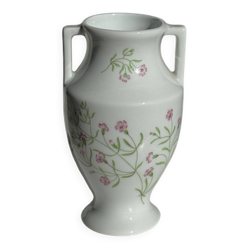 Petite amphore en porcelaine du Lys Royal de Limoges tirage limité décorée