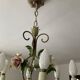 Vintage Italian chandelier in porcelain and tin from the 1950s.
