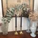 Pair of brass column candle holders