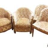 Suite de 2 fauteuils et 2 chauffeuses Art Déco En Acajou 1930