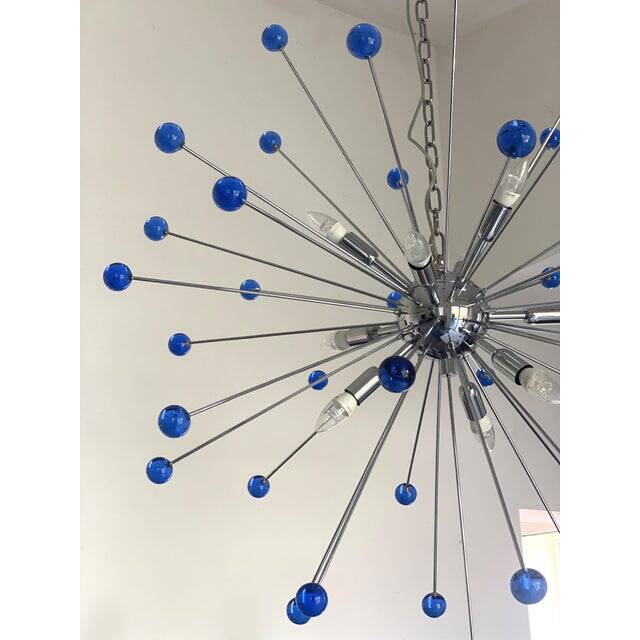 Contemporary blue “star” murano glass sputnik chandelier