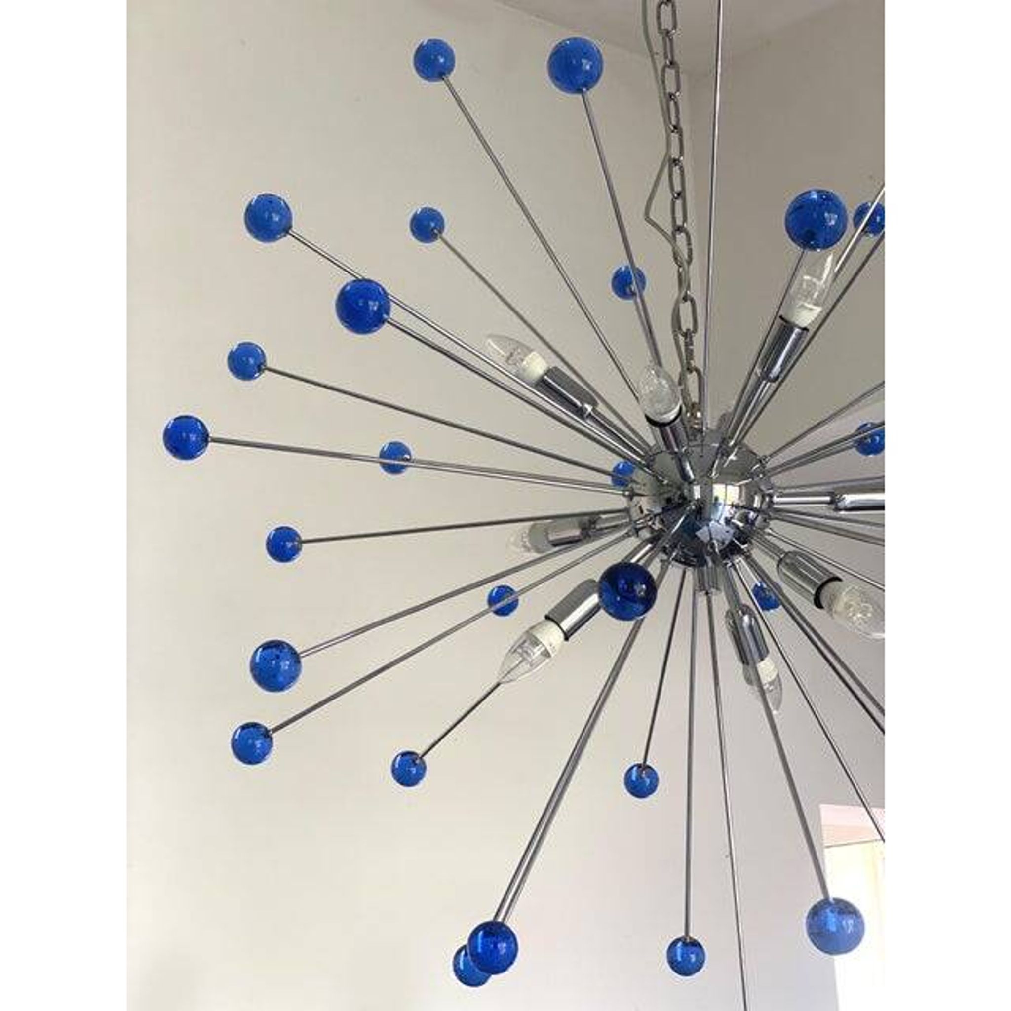 Contemporary blue “star” murano glass sputnik chandelier