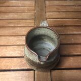 Old vintage brown stoneware pitcher le cep #a429