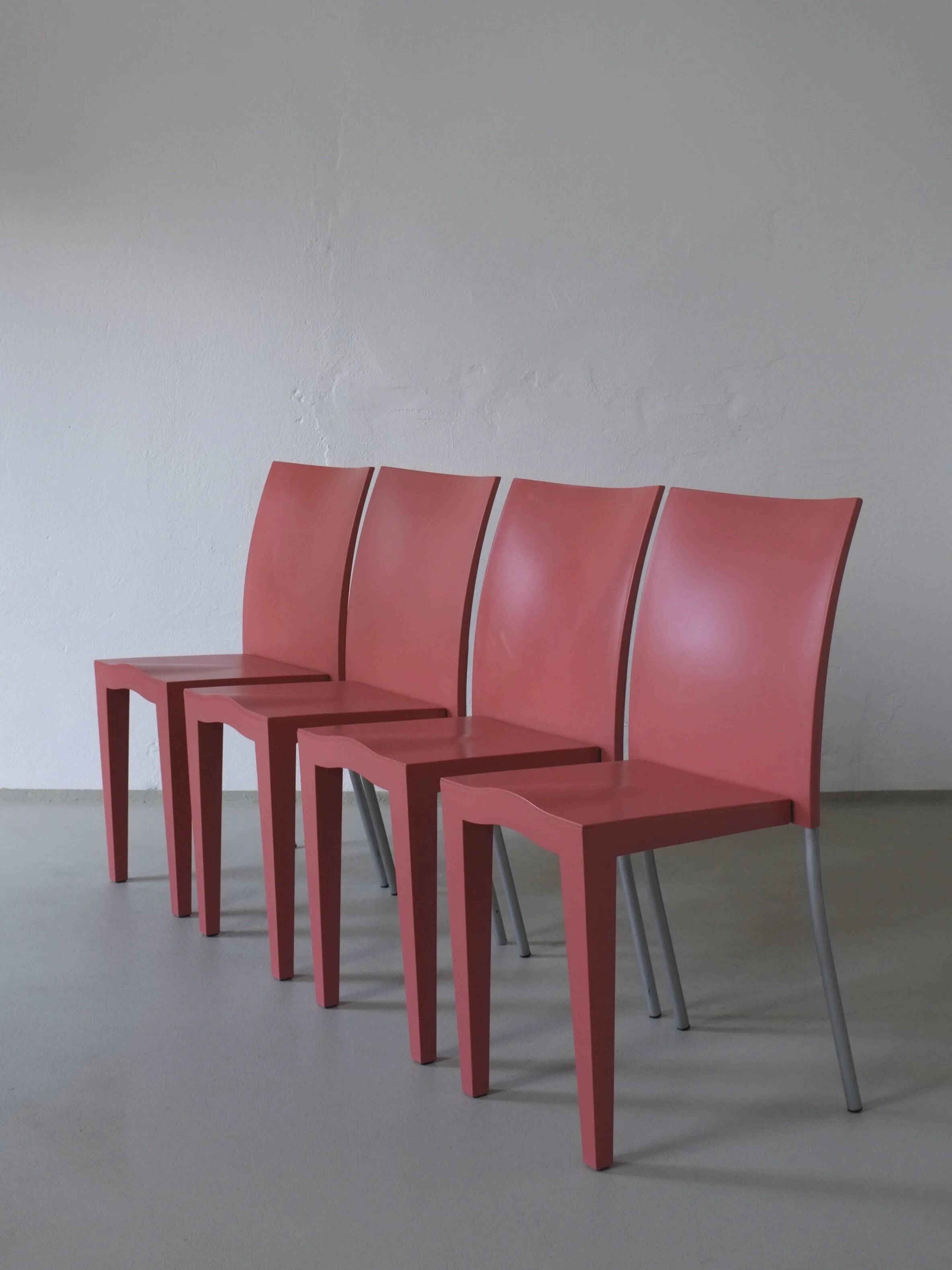 4 Kartell Coral Pink "Miss Global" Chairs by Philippe Starck | 1990s