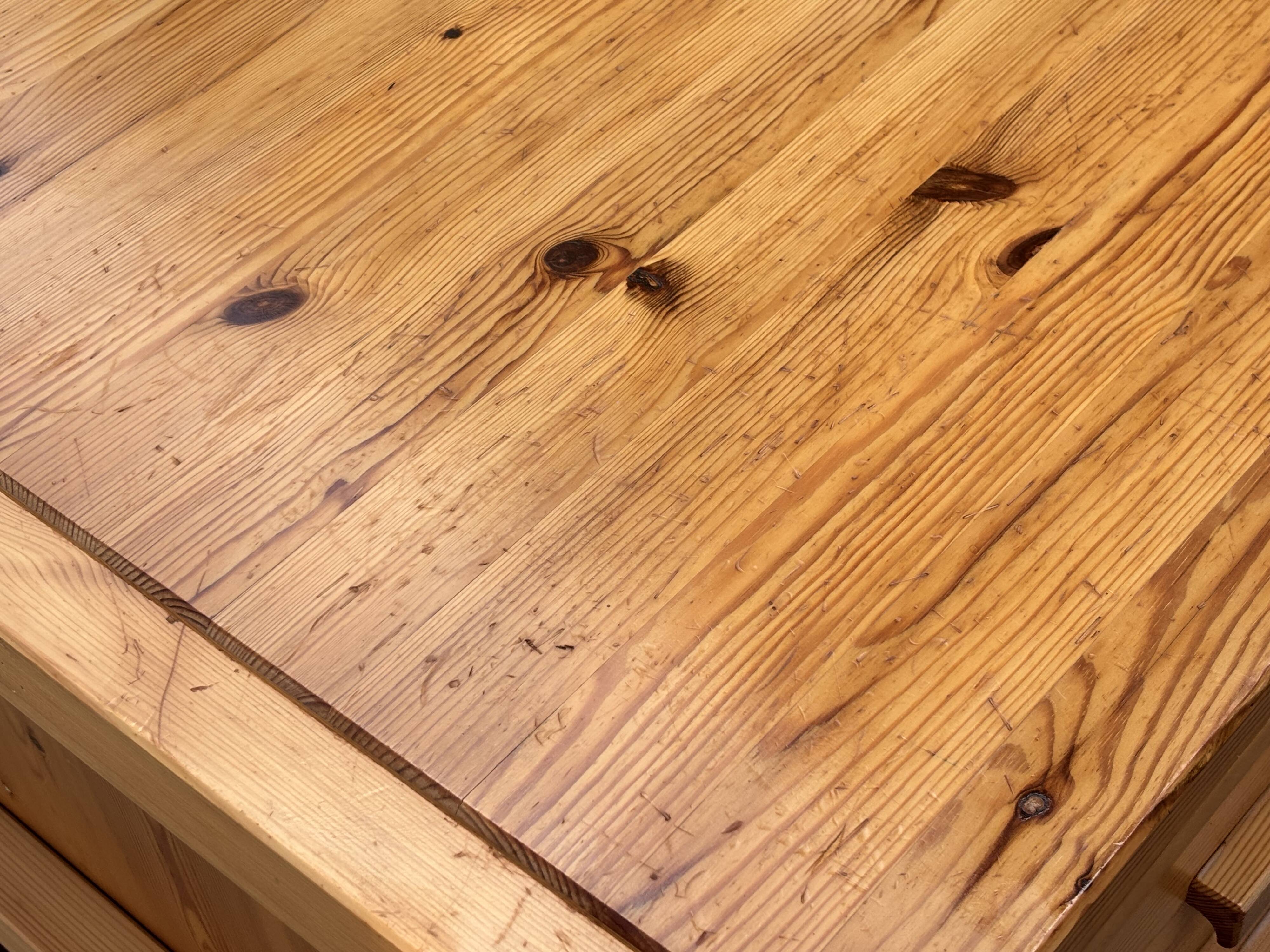 Vintage Pinewood Desk, Freestanding, 1970s Pine, Design, Ate van Apeldoorn