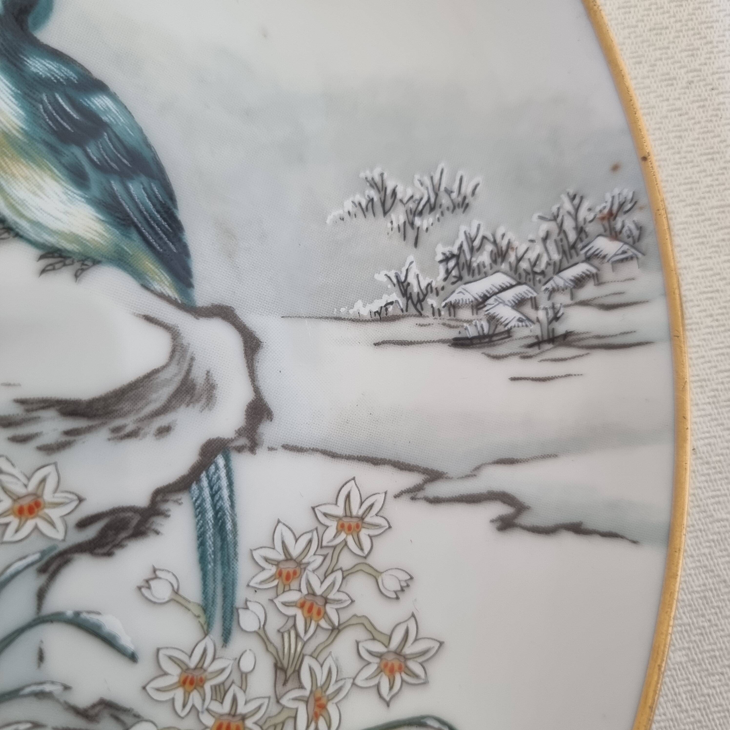 Pair of vintage Franklin Japanese hand-painted porcelain plates