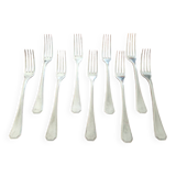 Christofle - Set of 9 America model table forks - Design Luc Lanel - in silver-plated metal