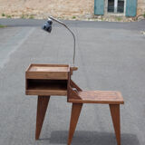 Industrial wood furniture, furniture with integrated lamp, trade furniture, industrial, compass feet