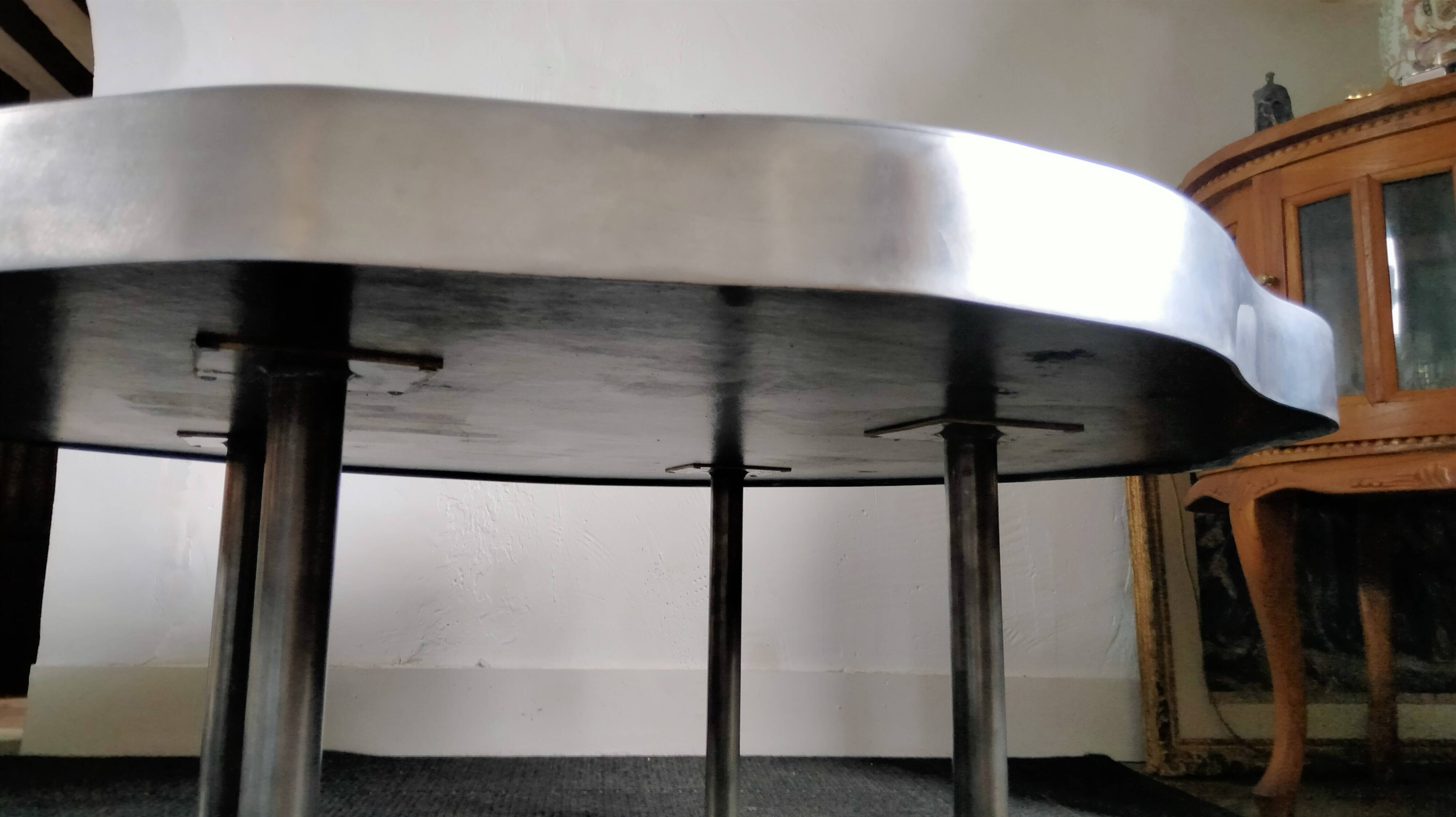 Onyx and aluminum coffee table