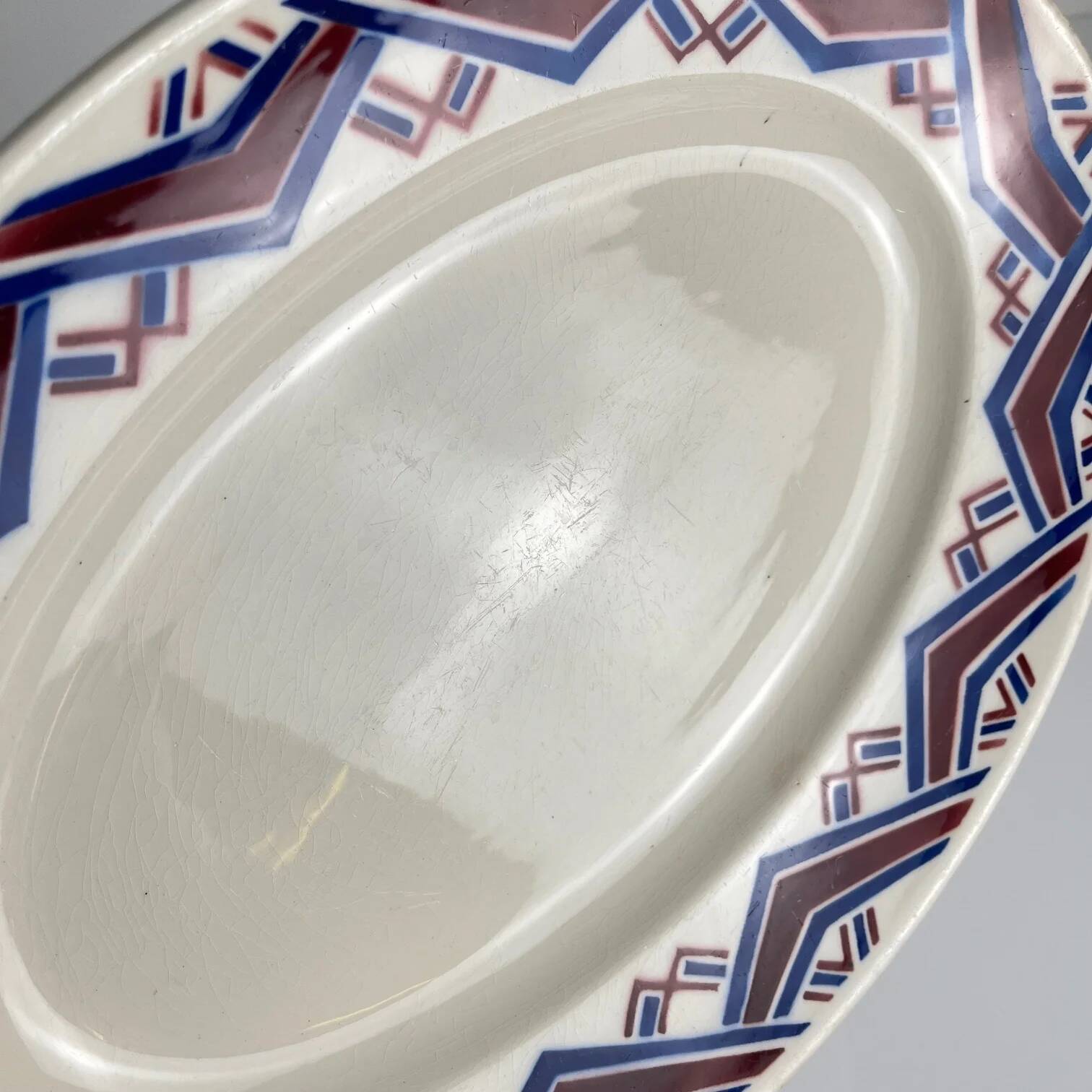 Antique oval plate "Babylon", Badonviller, 1900