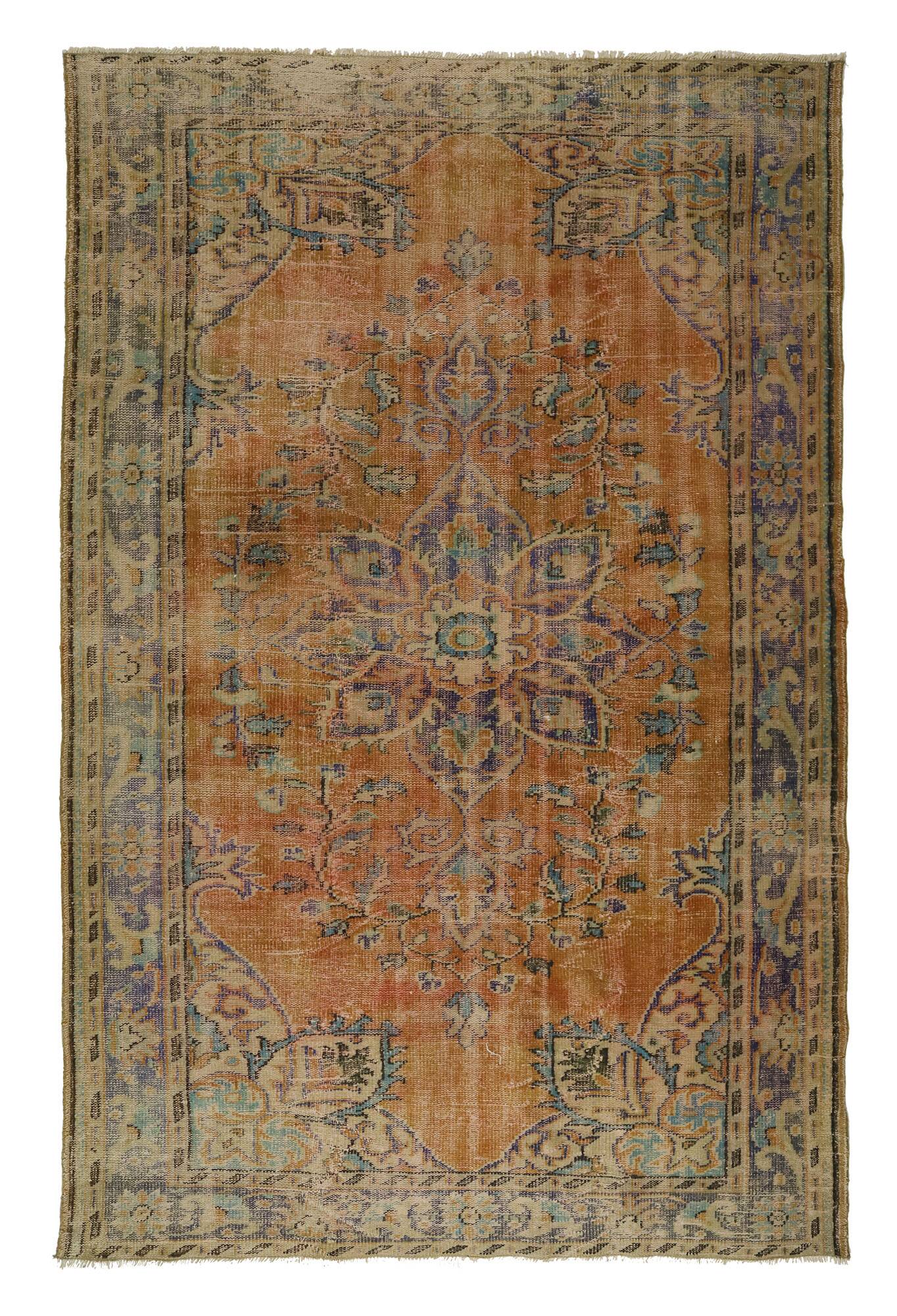 Turkish Anatolian Handmade Vintage Rug 287 cm x 193 cm