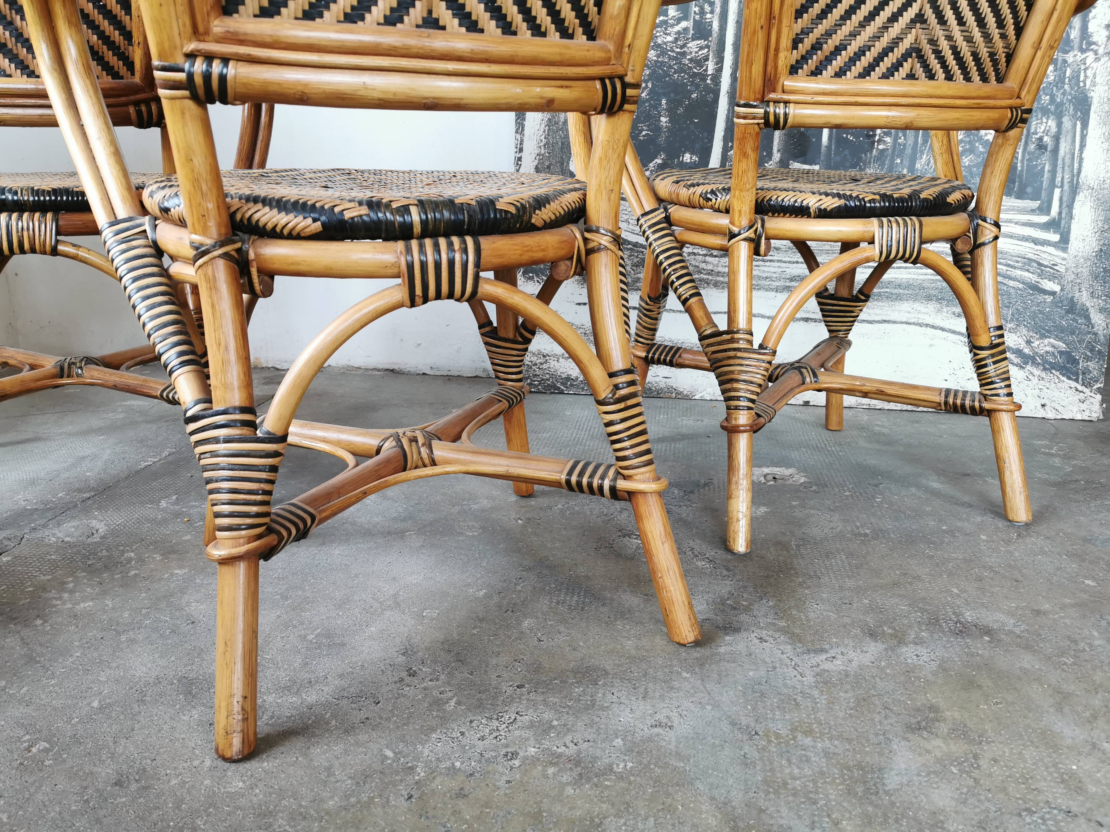 Set de 4 fauteuils en rotin