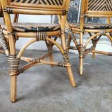 Set of 4 rattan armchairs