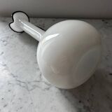 Single flower vase in white and black opaline