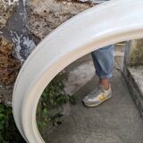 Grand miroir ovale bois peint décoration scandinave campagne brocante slow