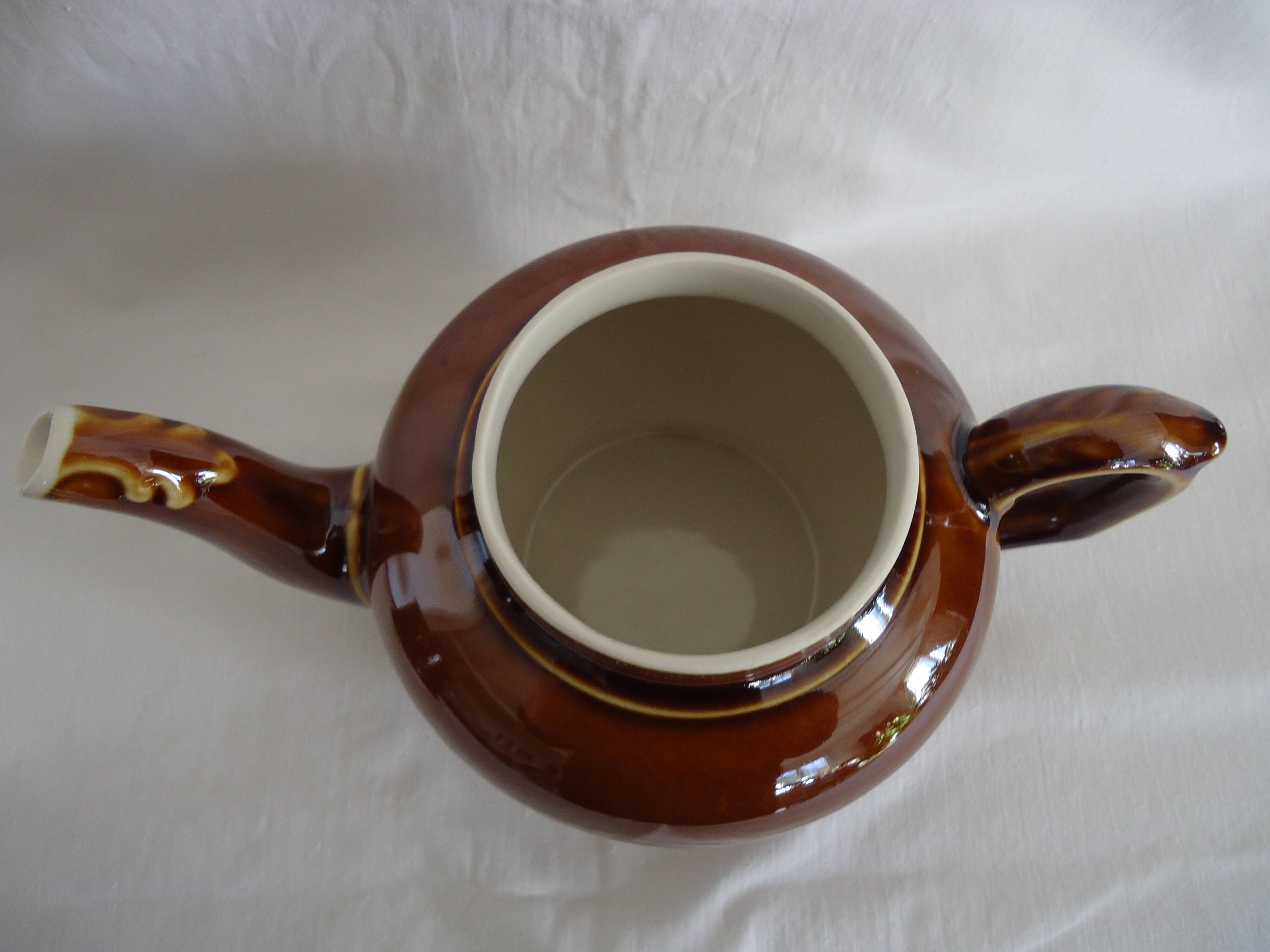 Vintage brown glazed ceramic teapot or herbal teapot