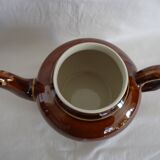 Vintage brown glazed ceramic teapot or herbal teapot