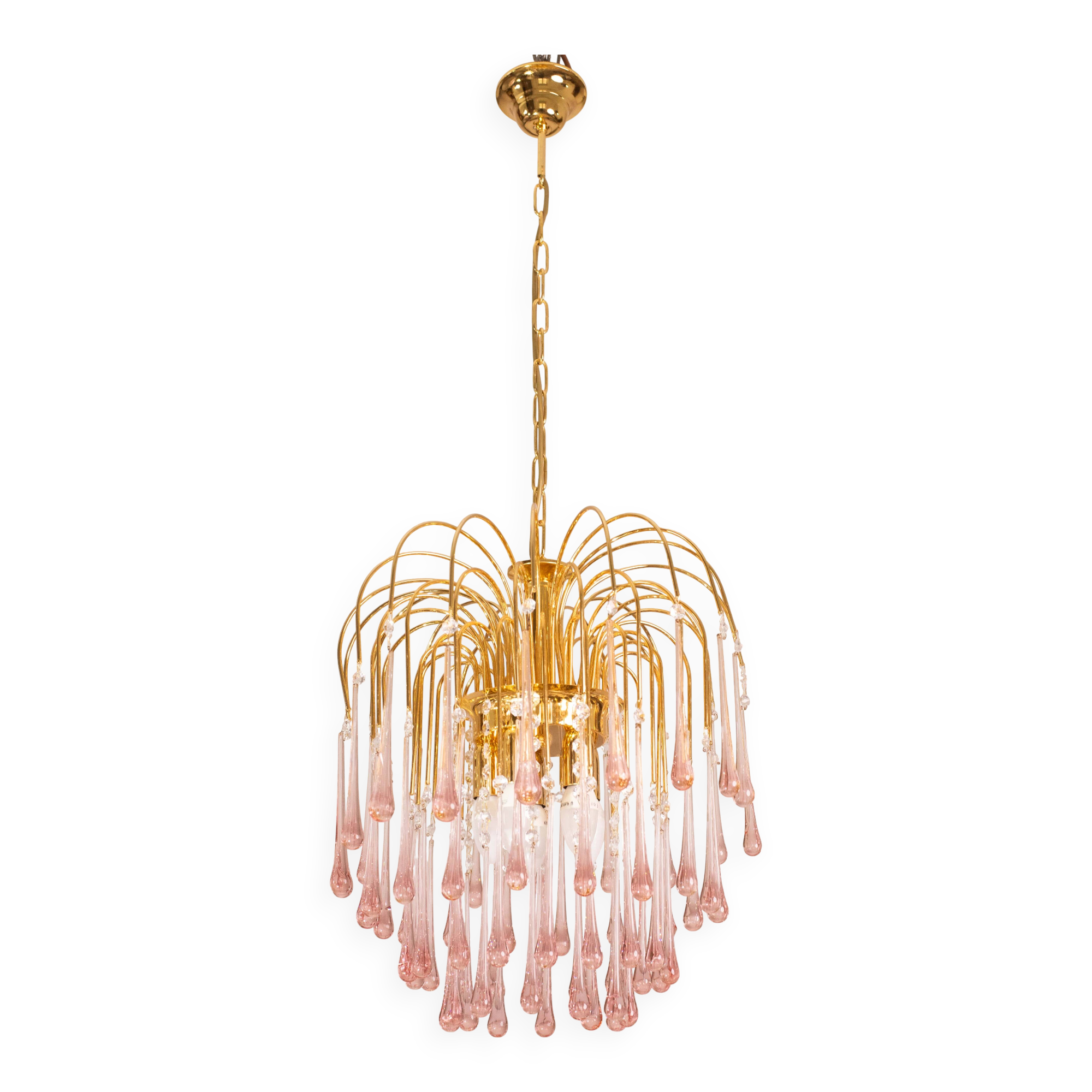 Lady Michelle, Large Size Pink Drops Murano Glass and Crystal Chandelier, 1