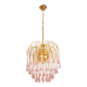 Lady Michelle, grand lustre en verre de Murano et cristal à gouttes roses, 1