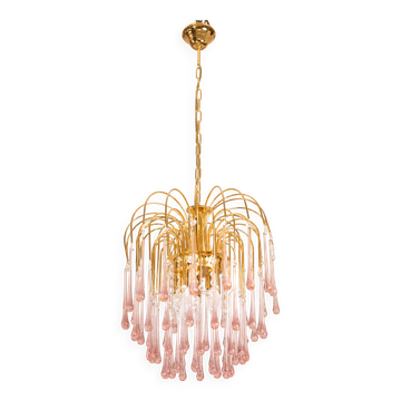 Lady Michelle, Large Size Pink Drops Murano Glass and Crystal Chandelier, 1